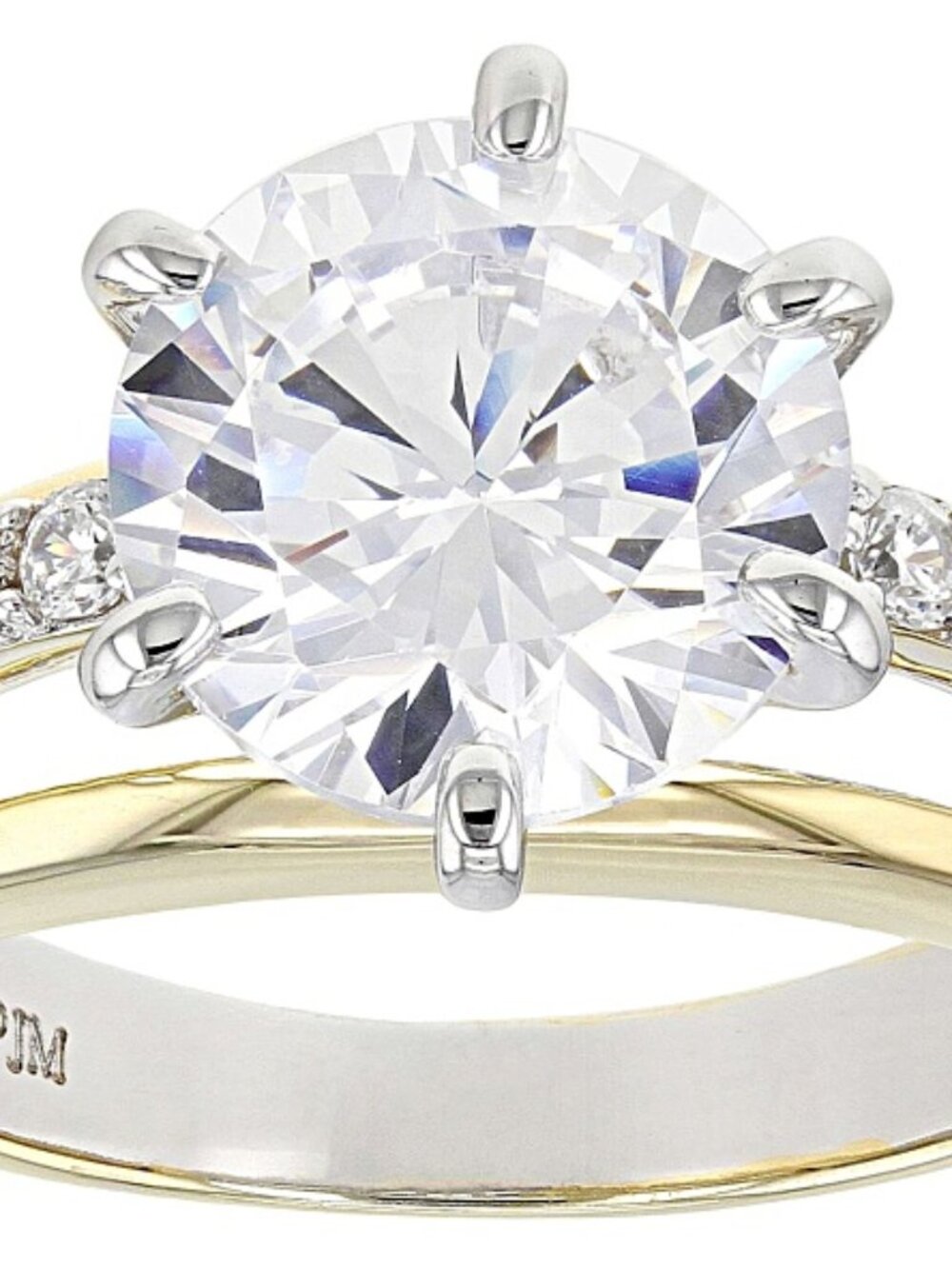 White Cubic Zirconia Rhodium & 18k YG Over Sterling Silver Ring 6.53ctw. Size 10
